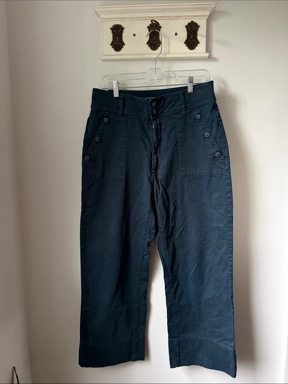 DL1961 Hepburn High rise Wide Leg Pants 32 High rise Cropped Trousers Cotton